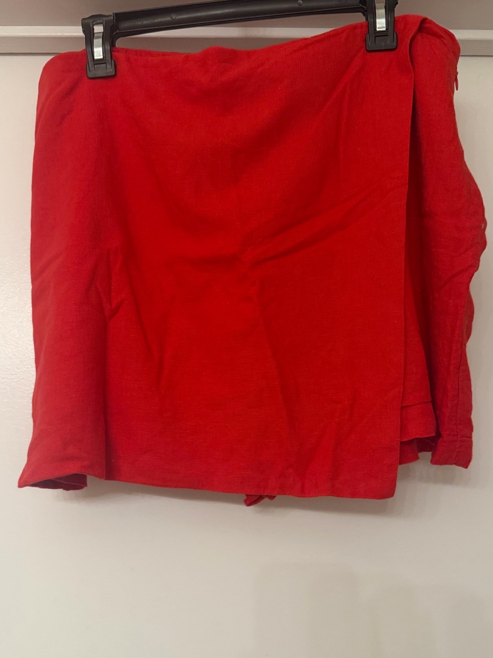 Abercrombie & Fitch Red Women's Faux Wrap Linen Mini Skort